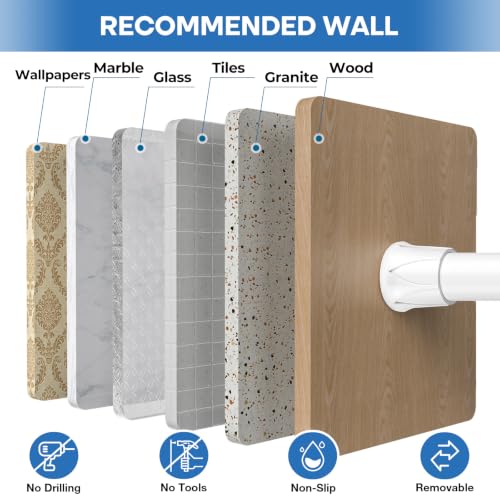 No Drill Adjustable Curtain Rod 27-39 Inches White 2-Pack - Renter Friendly