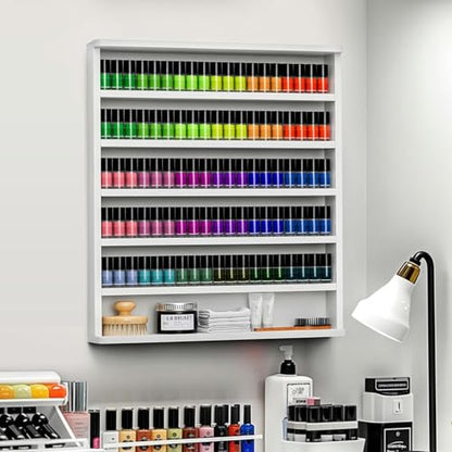 Wood Nail Polish Rack 6-Tier Wall Shelf Storage & Display Organizer