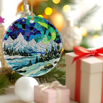 Mountain Landscape Christmas Ornament - Holiday Tree Decor & Gift - Variation of THIS listing