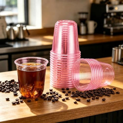 Pink Disposable Plastic Cups 12oz, 50 Pack for Parties and Events