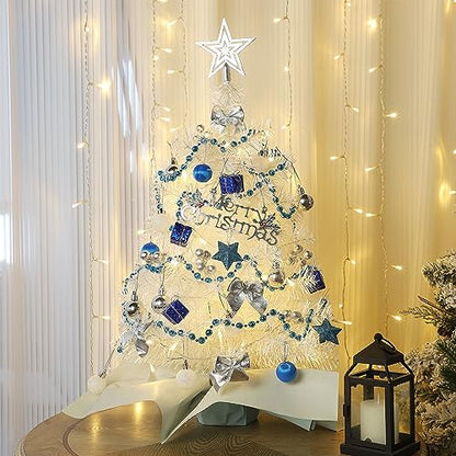 Juegoal White Mini Christmas Tree - 24 Inch Lighted Tabletop Xmas Pine with Timer & 50 LEDs - Variation of THIS listing