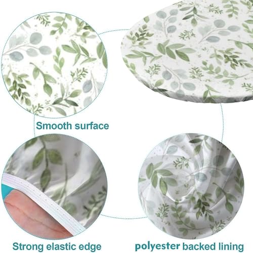 Fitted Floral Teal Sage Green Oval Tablecloth - 68" x 48" Polyester Outdoor Cover - Elastic Edge for Picnic & Party