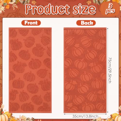 Rust Orange Pumpkin Fall Hand Towels Set - 100% Cotton, 3 Pack