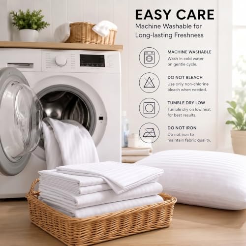 Cotton Pillow Protectors with Zipper - Standard Size 20x26 Inch, 6 Pack