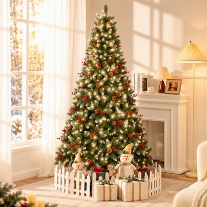 Pre-Lit Pine Cone Christmas Tree 6ft with 300 Multi-Color LEDs - Green / 5ft 11in