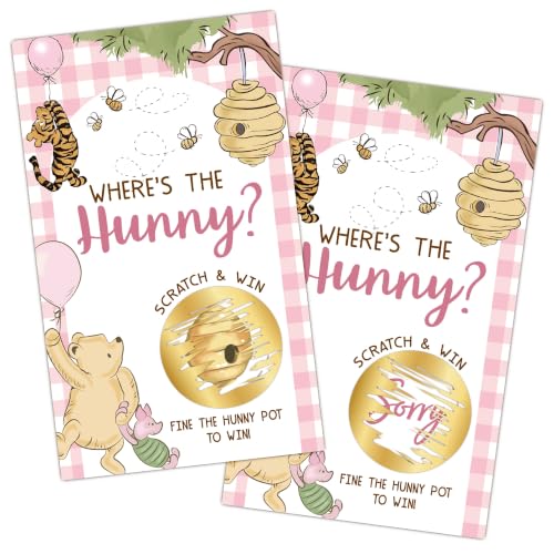 Pink Winnie Baby Shower Scratch Off Game Cards - Fun Raffle Activity