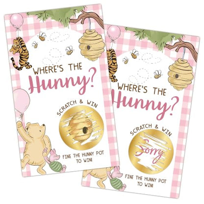 Pink Winnie Baby Shower Scratch Off Game Cards - Fun Raffle Activity