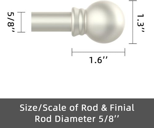 GXOACKJ Curtain Rods - Heavy Duty Decorative Metal Set for Windows 66-120 Inch | 5/8 Inch Nickel Finish