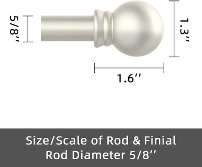 GXOACKJ Curtain Rods - Heavy Duty Decorative Metal Set for Windows 66-120 Inch | 5/8 Inch Nickel Finish