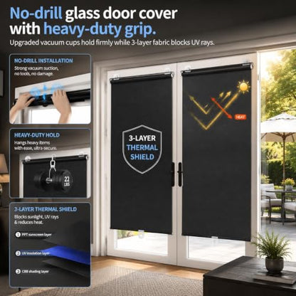 17 W x 42 H Blackout Roller Window Shades Cordless Thermal Insulated UV Blocker
