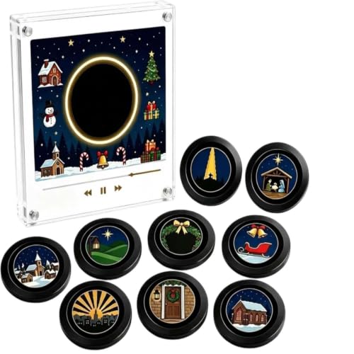 Christmas Fridge Magnet Music Player with 9 NFC Vinyl Discs - Black