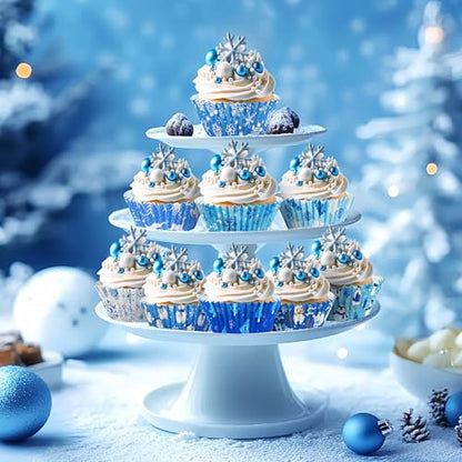 Winter Christmas Cupcake Liners Set - Snowflakes & Holiday Themed Wrappers - 450 Pieces