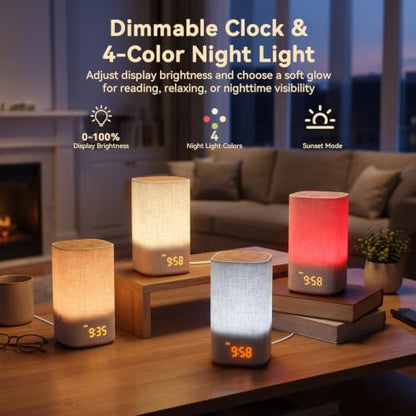 Sunrise Alarm Clock with Sound Machine, Dimmable Night Light & Dual Alarms