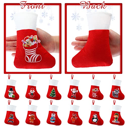 Mini Christmas Stockings Set of 48 - 5 Inch Holiday Tree Decorations