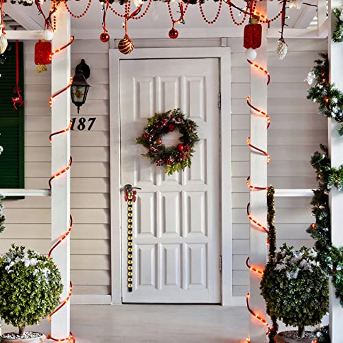 Door Knob Hanging Sleigh Bells Set, 2 Pcs 30 Inch Jingle Bells with Bow Knots