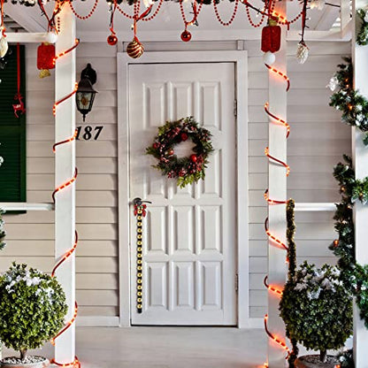Door Knob Hanging Sleigh Bells Set, 2 Pcs 30 Inch Jingle Bells with Bow Knots