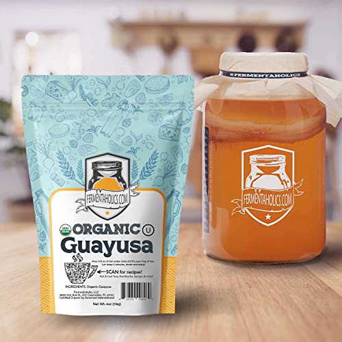 Fermentaholics USDA Certified Organic Loose-Leaf Guayusa Tea - Perfect For Homebrewing Kombucha, Hot Tea, And Iced Tea - OU Kosher Certified – Premium Taste, Aroma, And Flavor