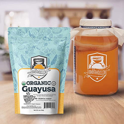 Fermentaholics USDA Certified Organic Loose-Leaf Guayusa Tea - Perfect For Homebrewing Kombucha, Hot Tea, And Iced Tea - OU Kosher Certified – Premium Taste, Aroma, And Flavor