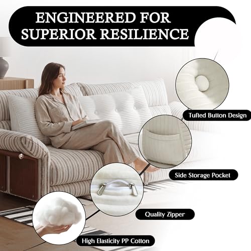 King White Triangle Wedge Pillow for Headboard - Reading & Support Cushion