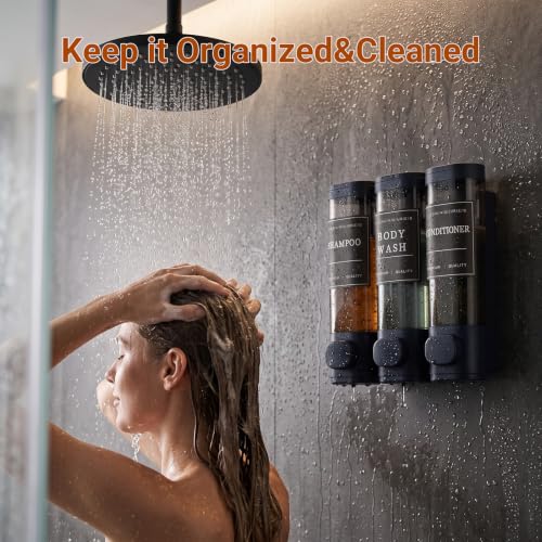 Wall-Mounted Shampoo and Conditioner Dispenser 1050ML No Drill Leak-Proof Dark Blue