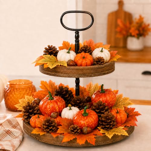 Fall Decor Set with Pumpkins Acorns Pinecones and Leaves - 51 Pieces