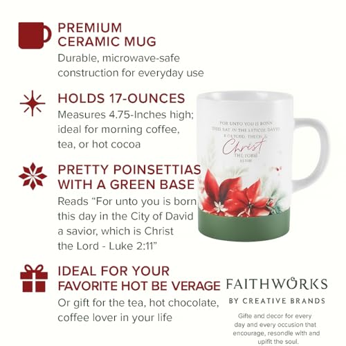 Large Inspirational Christmas Mug 17oz - Born This Day Ceramic Coffee Cup