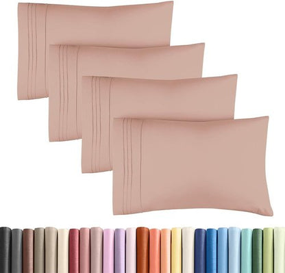 King Standard Pillow Cases - Soft Hotel Quality Covers for Comfy Bedding | Set of 4 - Mauve