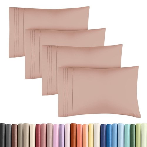 King Standard Pillow Cases Set of 4 - Soft Hotel Quality Pillowcase Covers - Comfy Bedding for Women, Men, Kids & Teens - Machine Washable Pillow Protectors - 4 Piece Set - King Standard Size Mauve