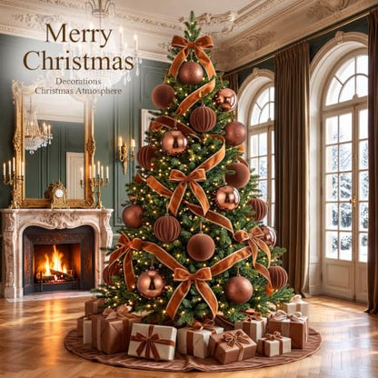 Large Brown Christmas Ball Ornaments Set - 8 Pcs 6 Inch Extra Large Holiday Decor