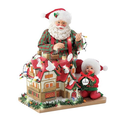 Christmas Village Lighted Santa Figurines Set - Holiday Decor, 8.5 Inch