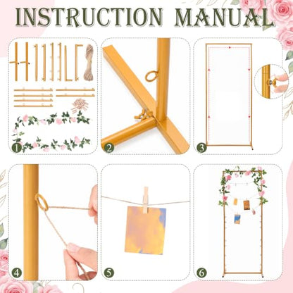 Metal Photo Display Board for Wedding Party - 59 Inch Gold Frame - Classic Style