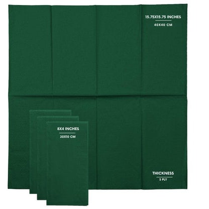 Dark Green 3-Ply Disposable Dinner Napkins, 250 Count, 1/8 Fold – Premium Paper Napkins for Parties, Weddings, Restaurants, Bars & Events, EU Made
