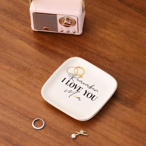 Ceramic Jewelry Dish Ring Trinket Tray with Gold Trim - Perfect Mother’s Day Gift