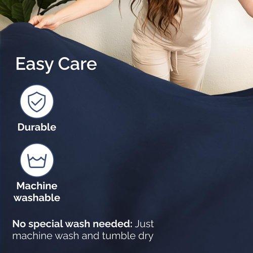 Flex Top Split Head King 4 Piece Sheet Set - Comfy Breathable & Cooling Bed Sheets Set - Hotel Luxury Bedding for Women, Men, Kids, Teens, Boys & Girls - Deep Pockets, Soft and Oeko-Tex - Navy Blue
