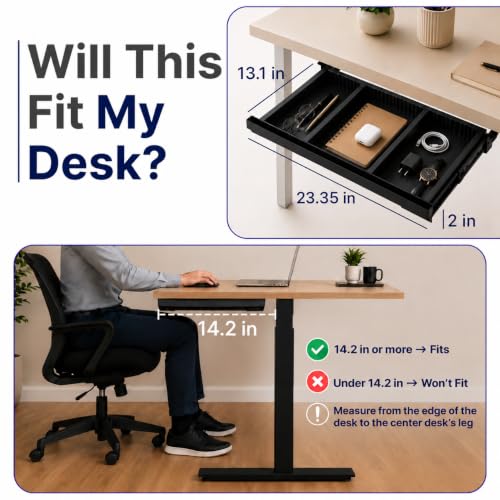 Under Desk Drawer Organizer with Adjustable Dividers - Black