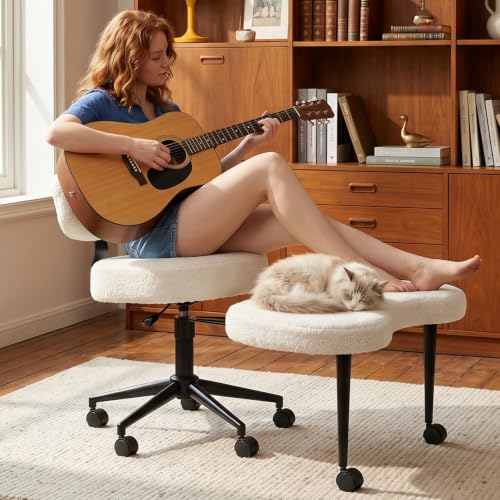 DUMOS ADHD Meditation Chair Cross Legged Home Office Desk Chair - White