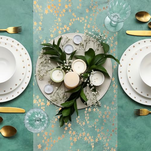 Gold Tone Table Runner Roll 11x30ft Sequin Foil Metallic Mesh - Gold Variation