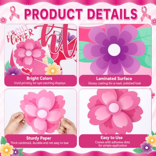 Breast Cancer Awareness Bulletin Board Decor Set Pink Ribbon & Cutouts