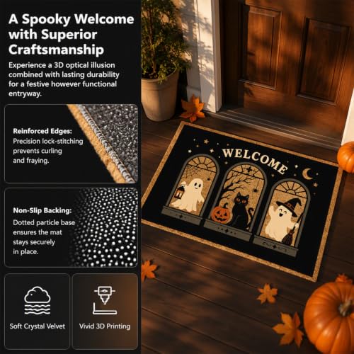 Halloween Doormat 3D Optical Illusion Ghost Welcome Rug - Fall Decor