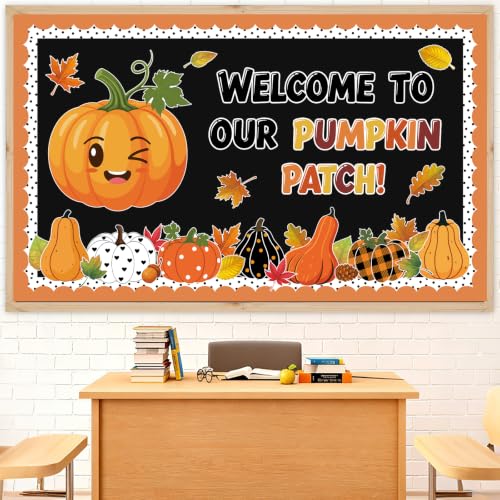Orange 54pcs Fall Bulletin Board Decorations Set Classroom Wall Decor