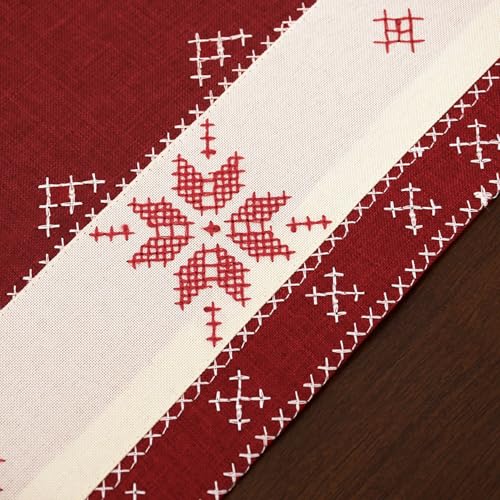 Christmas Snowflake Table Runner 14 x 54 Inch Embroidered Holiday Decor