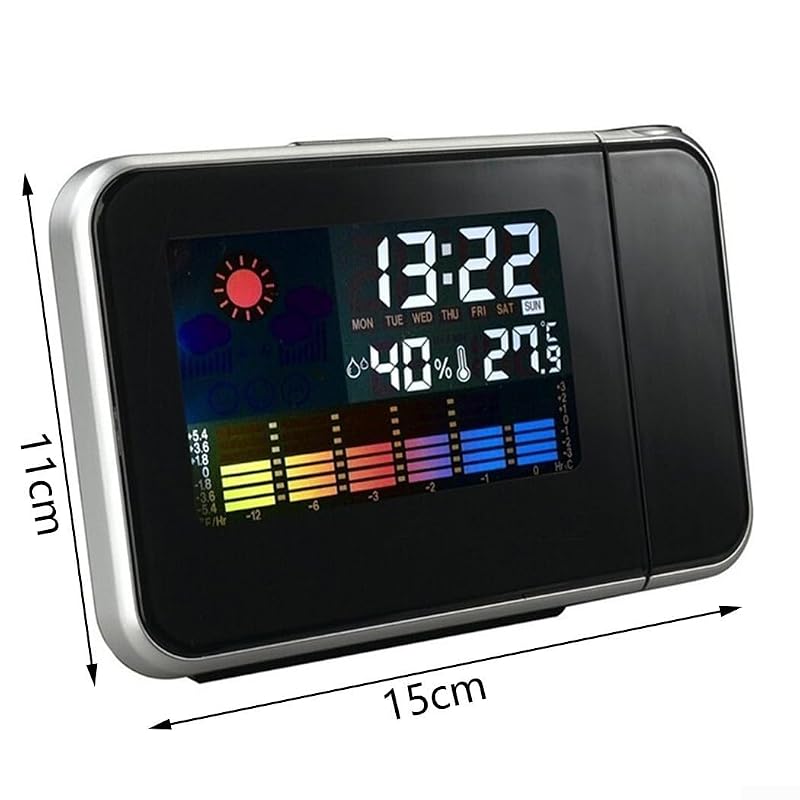 Led Digital Projection Alarm Clock with 180° Swivel Base – Large Display for Time, Date, Temperature & Humidity