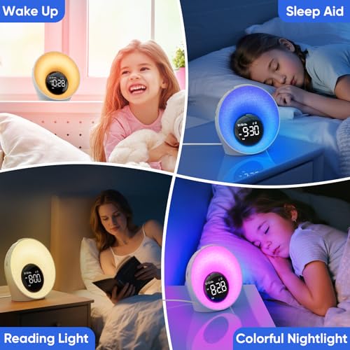 Sunrise Alarm Clock with Wake Up Light & White Noise Machine - New White