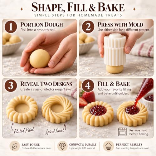 White Sunflower Patterned Round Mooncake Mold Double Ended Pastry Cutter