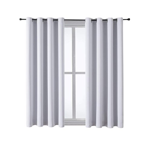 ChrisDowa Grommet Room Darkening Curtains for Bedroom and Living Room - 2 Panels Set Thermal Insulated Blackout Curtains (Greyish White, 52W x 63L