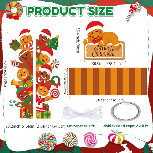 Gingerbread Door Decorations Brown Banner Runner Christmas Porch Sign - Namalu