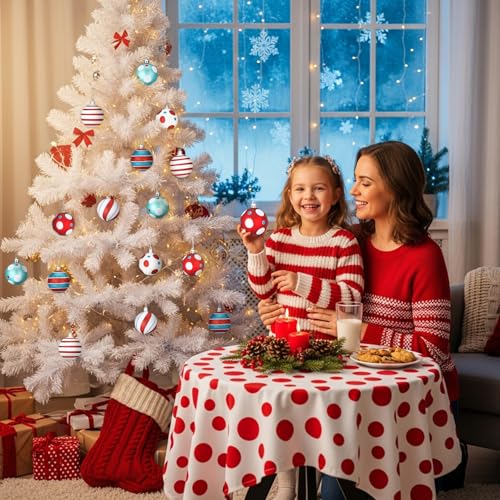 12 Pcs Christmas Ball Ornaments - Red Blue White Holiday Tree Decor
