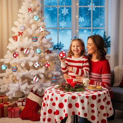 12 Pcs Christmas Ball Ornaments - Red Blue White Holiday Tree Decor