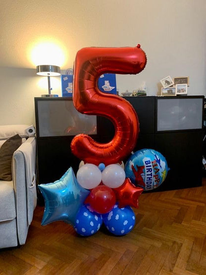 Red Number 13 Balloon - 40 Inch Birthday Decoration for 13th Year Celebration | Party Supplies