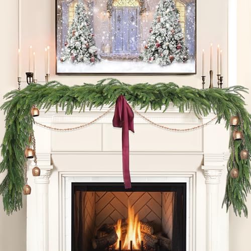 6 Ft Norfolk Pine Garland - Artificial Christmas Decor for Mantle, Railing & Indoor Outdoor Spaces - Green, Variation 1 Pack